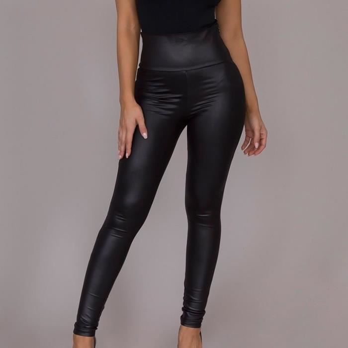 Pantalon en cuir élastique taille haute pour femme Leggings sexy