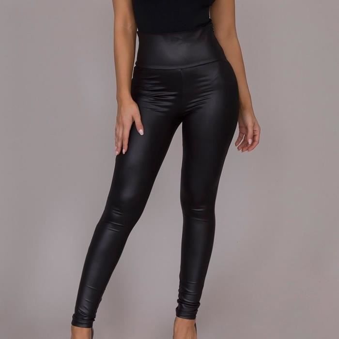 Legging cuir on sale femme taille haute