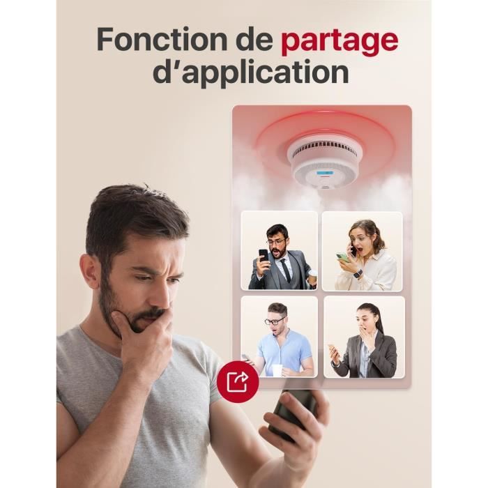 Détecteur Monoxyde Carbone Intelligent Heiman - Wi-Fi, Alarme 85 DB, Batterie 5 Ans | Certifié EN 50291