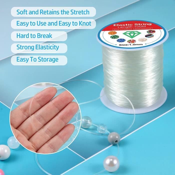 Fil élastique transparent nylon pour création de bracelet