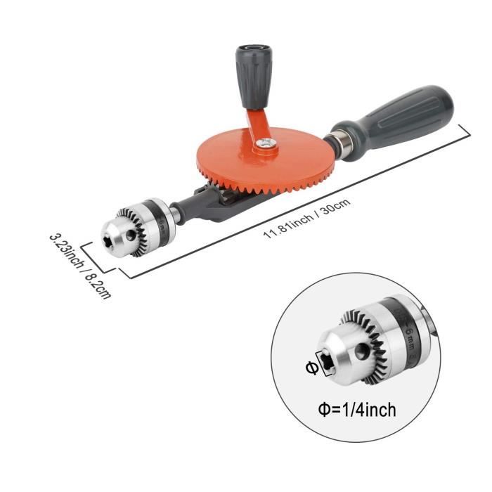 Perceuse Manuelle à Double Pignons 3/8" - En Acier Moulé, Pour Bricolage Précis