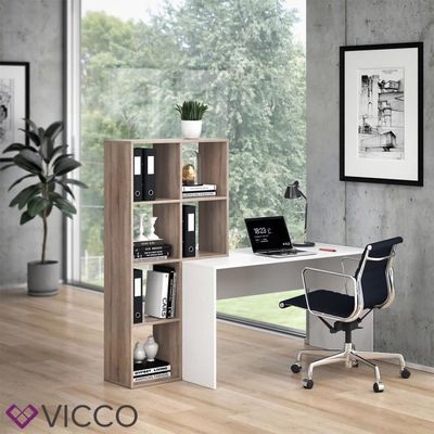 Ensemble bureau + étagère - VICCO - Mara - Blanc - Sonoma - Contemporain -  Design - Cdiscount Maison