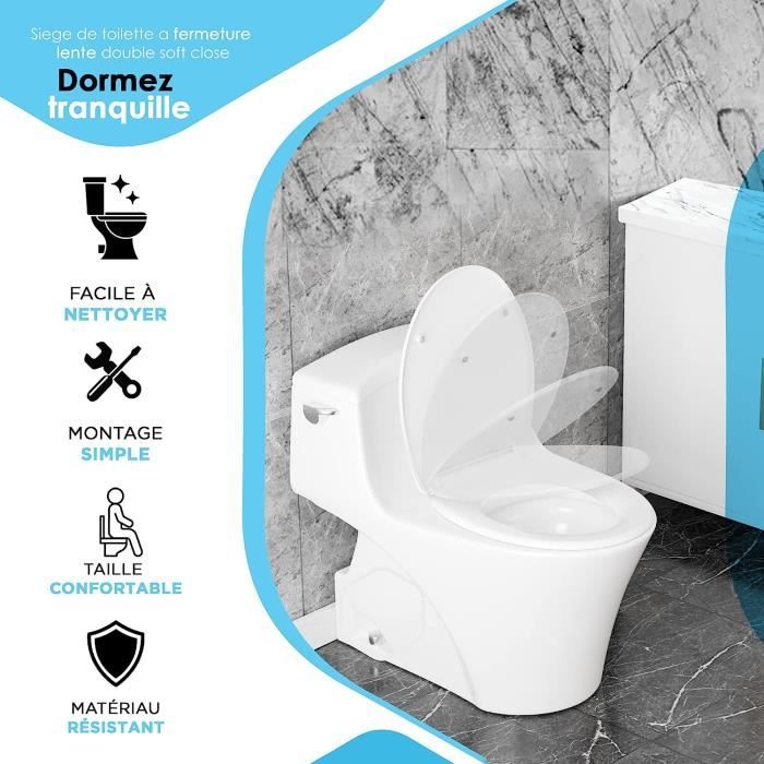 Abattant WC avec Frein de Chute Premium, Lunette de toilette Clipsable, Lunette  WC Universelle Blanche, abattant WC