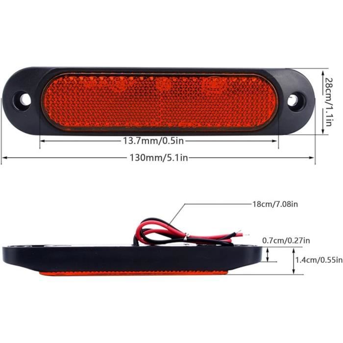 Lot De 6 Feux Latéraux LED 12V Rouges - Étanches, Pour Camion, Remorque, Camping-car - Installation Facile