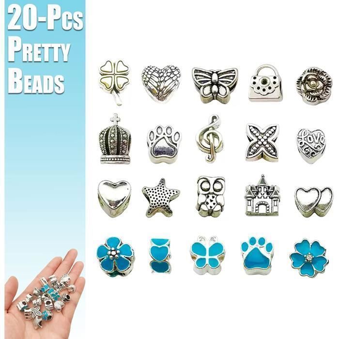 ARCROS Kit Bracelet Charms DIY Violet – Fabrication Bijoux Enfant Fille 4-13 Ans, Perles & Pendentifs, Cadeau Créatif