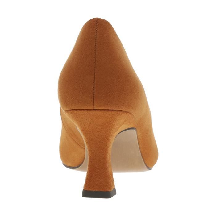 Escarpins femme talon bobine 7cm orange brique Marco Tozzi