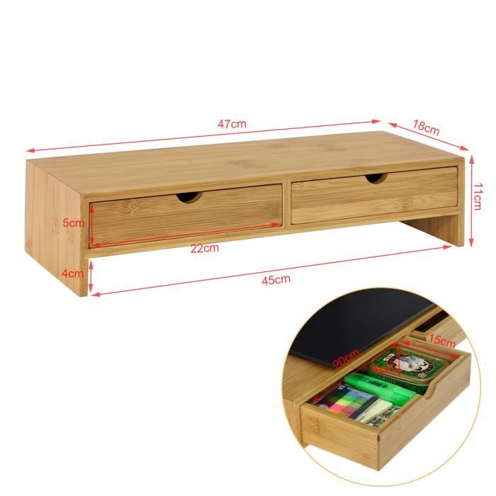 Support Surélevé Pour écran D'ordinateur - 11 Cm De Hauteur, 2 Niveaux, Organisateur Intégré - Pour Bureau Et étude - 9