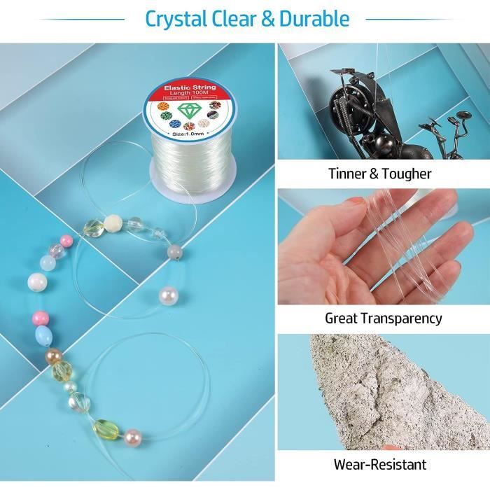 Fil Elastique Transparent pour Bracelet 1mm 100m Fil de Nylon pour  Perles,Cordon Extensible et Résistant pour Bijoux [53] - Cdiscount  Beaux-Arts et Loisirs créatifs