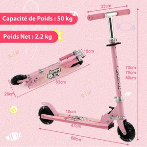 Trottinette Enfant Oxelo MID 9 – Rose, Pliable, Métal – Bon état