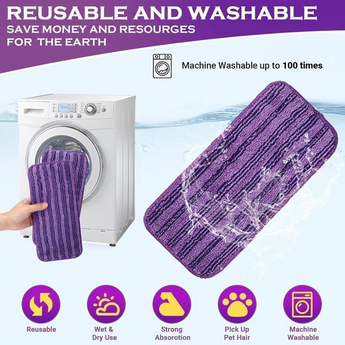 Confezione da 2 tamponi riutilizzabili per Swiffer Wet Jet da 30,5 cm, colore verde, piano, piano, piano, per la pulizia del pavimento, antipolvere