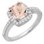 Bague Femme Bague De Fiancaille 14 Ct Or Blanc 6 Mm Cushion