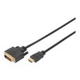 DIGITUS Câble vidéo liaison simple HDMI - DVI HDMI (M) pour DVI-D (M) 2 m double blindage noir vis moletées-0