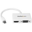 STARTECH.COM Adaptateur audio / vidéo de voyage - Convertisseur 2-en-1 Mini DisplayPort vers HDMI ou VGA - Blanc-0
