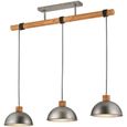 Trio lampe à suspendre Delhi 215 x 107 cm acier/bois 3 kg gris/brun-0