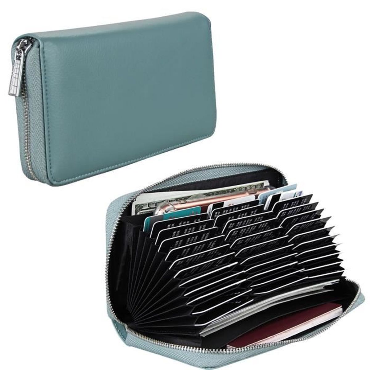 Portefeuille Femme GOIACII Grande Capacité – Cuir PU, RFID Blocage, 11 Cartes – Pochette Longue Porte-Monnaie