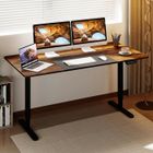 COSTWAY Bureau Assis-Debout Électrique 140x70x72-116cm Réglable en Hauteur - 3 Mémoires, Anti-Collision, Trou pour Câble, Marron