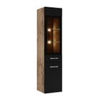 BRAND Armoire de rangement de Rio Hauteur 131cm Chêne châtaignier avec noir - Meuble de rangement haut placard armoire colonne