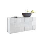 IAMS CHIEN Buffet - Blanc laqué brillant - Style contemporain - 3 portes - MILANO - L181xP42xH84 cm