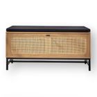 CALICOSY - Banc d'entrée avec rangements, façade en rotin L100 cm - JAYA - Bois clair