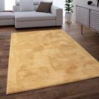 Paco Home Tapis Salon Adulte Poil Long Shaggy Lavable En Machine Moelleux Pelucheux Jaune 80 cm rond