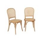 SWEEEK Lot de deux chaises naturelles vintage en bois avec assise et dossier en rotin