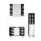 Ensemble de meubles de salle de bain Fynn, 3 pièces, avec armoire haute, Anthracite, Blanc, Vicco