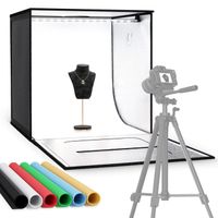 Boîte à Lumière 52×51.5×51.5cm, Studio Photo Portable Lightbox Kit Tente de Shooting Pliable Toiles de Fond pour Photographie