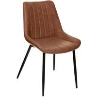 Chaise - ATMOSPHERA - Olwen - Effet cuir - Marron - Style scandinave et moderne