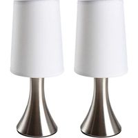 Lot de deux lampes de chevet tactile 3 intensités éclairage chambre lampe de table abat-jour en tissu moderne lumière de lecture 29