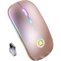 YINDIAO-Souris sans fil rechargeable silencieuse LED rétro-éclairé Portable mignon Mini souris Works pour PC ordinateurs Rose