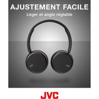 JVC Casque sans Fil Supra-aural,3 Modes sonoresBasse/Clair/Normal,35H d'autonomie,Léger,Structure pivotante et Pliable à Plat,Con