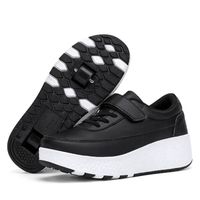 Chaussures de sport à roulettes pour enfants - YTi - Noir - Baskets à 2 roues pour garçons et filles