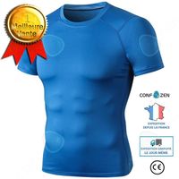 T-shirt de fitness pour hommes CONFOZEN - Bleu - Coupe ajustée - Évacuation rapide de la sueur