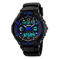 Sport Montre Homme de Marque Numérique Analogique LED Watch étanche Bleu Noir