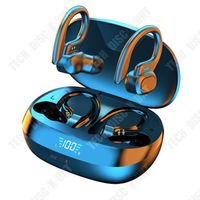 TD® Oreillette Bluetooth, grande capacité suspendue à l'oreille, oreillette antibruit intelligente tactile d'empreintes digitales