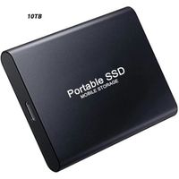 Disque dur externe de 10 To, disque dur externe portable, USB 3.0 SSD externe pour PC, Mac, ordinateur de bureau, Noir