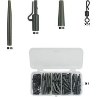 KLYNGTSK Kit 120 Pièces Accessoires Pêche Carpe - Emerillons, Pinces à Plomb, Manchons Anti-Emmêlement Avec Boîte Rangement