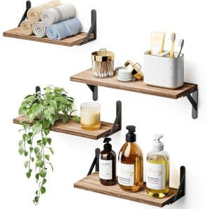 Etagères Flottantes - Lot de 4 - Bois - Métal - Style Industriel