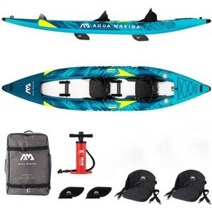 KAYAK Kayak gonflable 2 places Aqua Marina Steam 412 2022 - PVC renforcé - Plancher rigide en drop stitch - Bleu