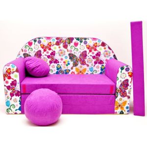 CHAUFFEUSE Divan lit pour enfants + pouf/support pieds + coussin - M33 … 