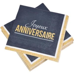 Serviette Joyeux Anniversaire - Kraft/Blanc - Lot De 20 – La