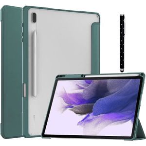 Étui Housse Pochette Tablette Samsung Galaxy Tab S7 Plus 5G - Wifi 12.4,  Vert foncé Coque Mince Léger Anti-Chute, Rabat Magnétique