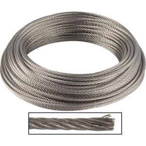 SET 200m cable 5mm acier inox cordage torons: 7x19 + 6 serre-câbles étrie +  2 tendeur oeil-crochet M5 - beaucoup de tailles disponibles