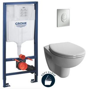WC - TOILETTES Grohe Pack WC Bâti-support Rapid SL + WC Vitra Normus + Abattant softclose + Plaque Chrome mat (Rapidsl-Normus-7)
