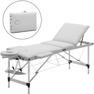 TABLE DE MASSAGE - TABLE DE SOIN Table de massage mobile - table de thérapie pliante lit de massage portable table de massage légère 3 zones avec pieds blanc