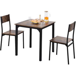 TABLE À MANGER COMPLÈTE Ensemble Table à Manger 70 x 70 x 75 cm avec 2 Cha