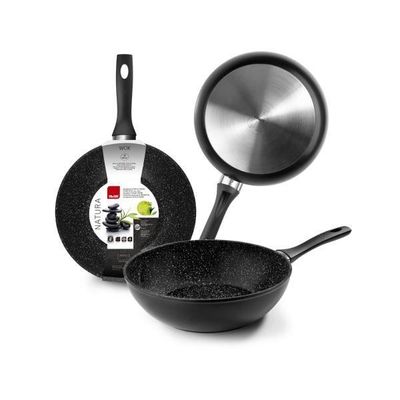 Ibili Wok Indubasic 16 Cm – Aluminium Antiadhésif 2 Couches – Induction – Manche Bakélite – Qualité Depuis 1942