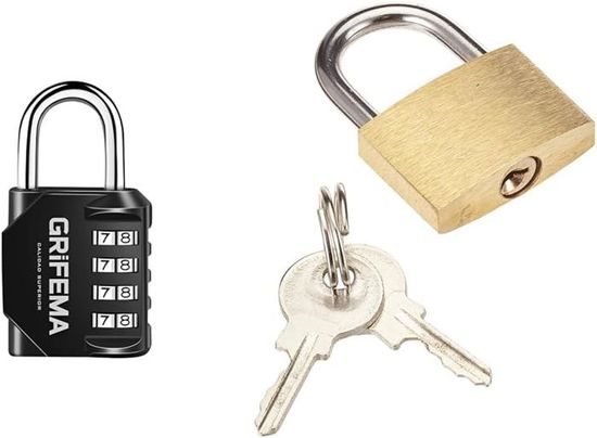 Cadenas à Clé Maudex PBK50 - Cylindre En Laiton, 5 Clés Incluses, Revêtement Anti-rouille - Pour Portails, Abris Extérieurs, Rangement