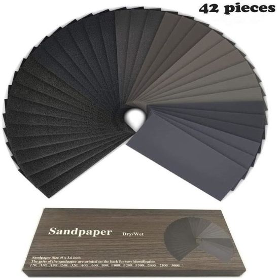 Ponceuse Bois Lot De 10 Feuilles Papier De Verre AbraGoren - Grains Mixte (40, 80, 120) - Pour Bois, Métal, Murs - 23x14cm Ponçage Finition Bricolage