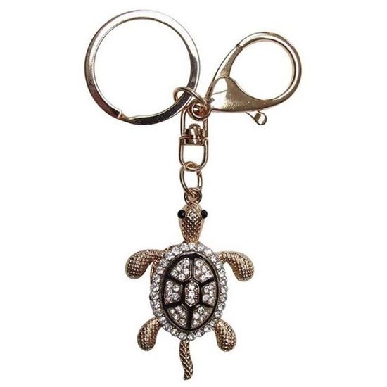 bijou de sac motif tortue en acier argent/é. Porte-cl/és